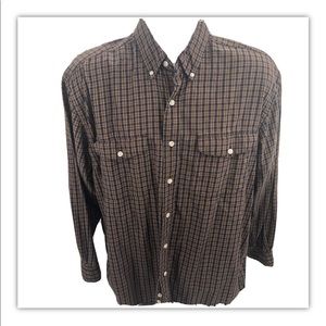 Eddie Bauer medium 2 pocket Flannel shirt brown